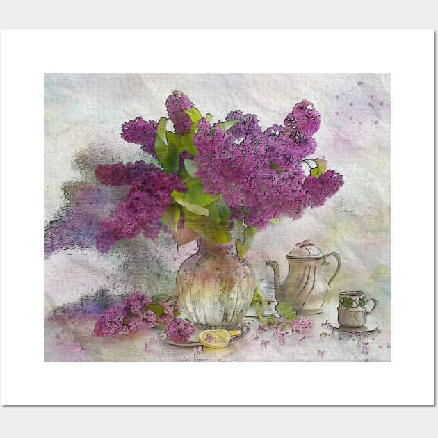 floral & tea time Design Wall Art by TulipDesigns